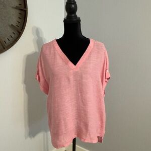 Isaac Mizrahi Pink Cuffed Sleeve Oversized Blouse